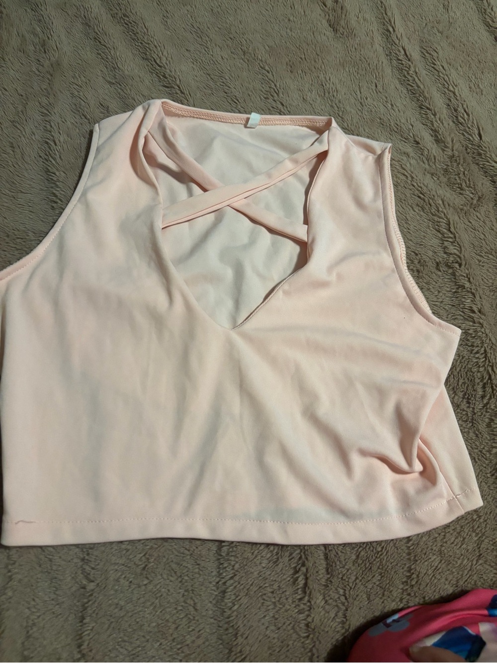 Women's Soft Pink Crisscross V-Neck Tank Top